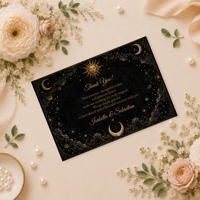 Gothic Celestial Sun Moon Wedding Thank You Card (Creator Uploaded)