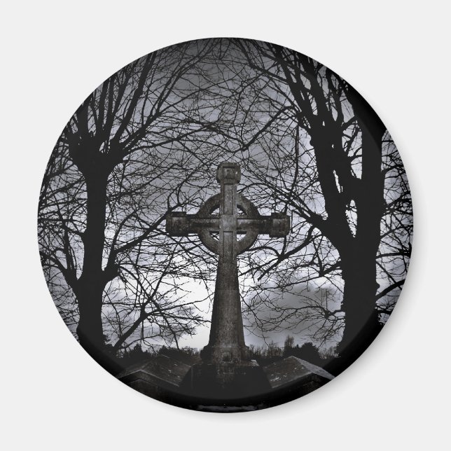 Gothic celtic cross grave magnet (Front)