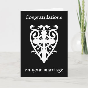 Gothic celtic cross in heart white congratulations card