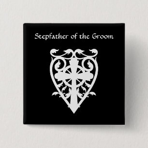 Gothic celtic cross in heart white stepfather 15 cm square badge