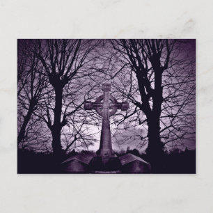Gothic celtic cross tombstone purple version postcard