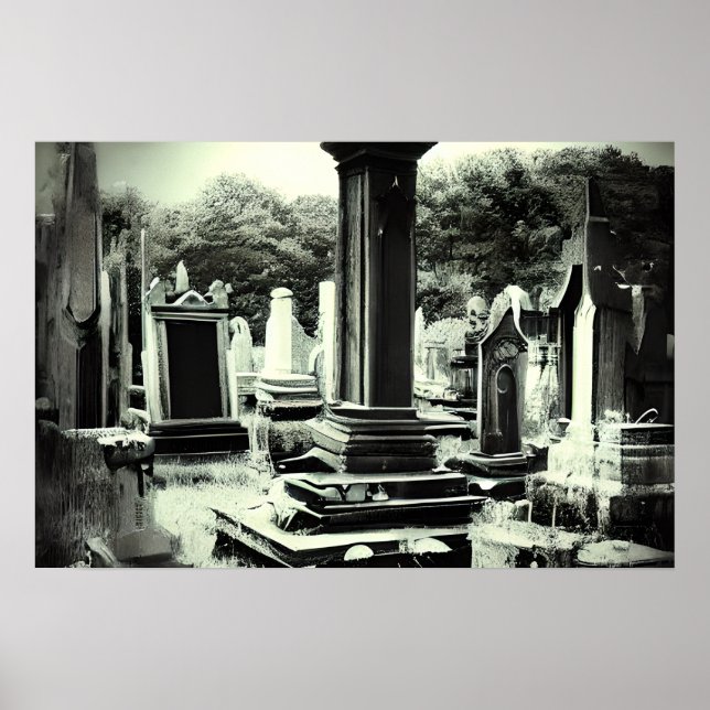 Gothic Cemetary Retro Photograph Poster (Front)