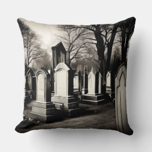 Gothic Cemetary Retro Style Photograph Cushion