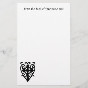 Gothic cemetery cross in heart stationery