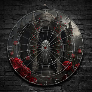 Gothic Cemetery Gazebo with Red Roses at Night Dartboard