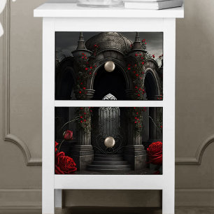 Gothic Cemetery Gazebo with Red Roses at Night Tissue Paper