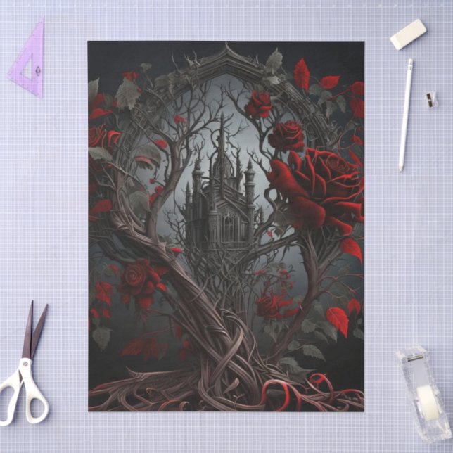 Gothic Cemetery Rose Garden Tissue Paper (Craft)