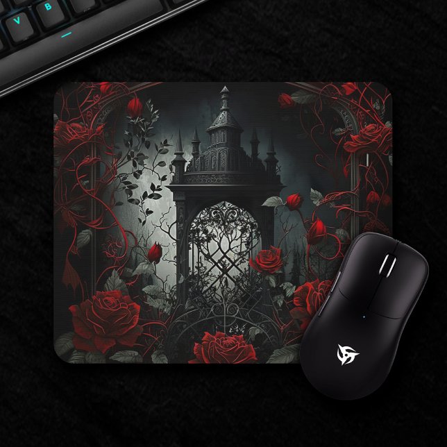Gothic Cemetery Rose Garden with Red and Black Mouse Mat (Creator Uploaded)