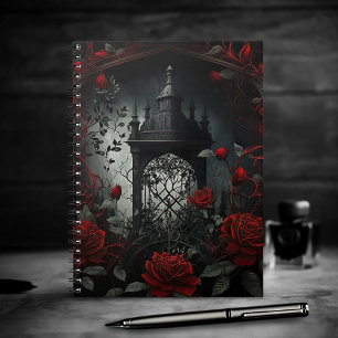 Gothic Cemetery Rose Garden with Red and Black Notebook