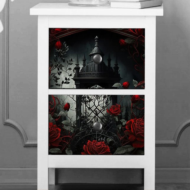 Gothic Cemetery Rose Garden with Red and Black Tissue Paper (Creator Uploaded)