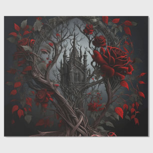 Gothic Cemetery Rose Garden Wrapping Paper