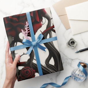 Gothic Cemetery Rose Garden Wrapping Paper
