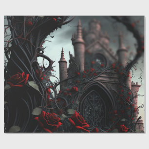 Gothic Cemetery Rose Garden Wrapping Paper