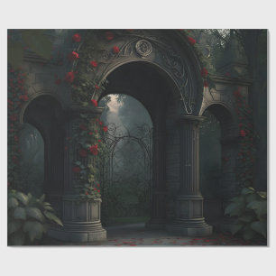 Gothic Cemetery Rose Garden Wrapping Paper