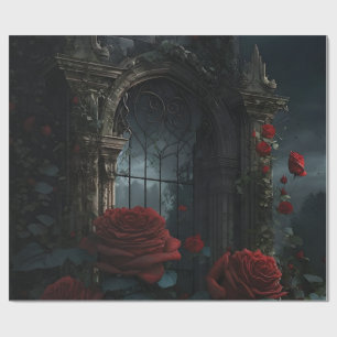 Gothic Cemetery Rose Garden Wrapping Paper