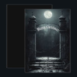 Gothic Cemetery Scene Merry Christmas  Holiday Card<br><div class="desc">Dark Merry Christmas card with a spooky cemetery scene with full moon and creeping vines.</div>