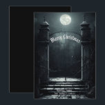 Gothic Cemetery Scene Merry Christmas  Holiday Card<br><div class="desc">Dark Merry Christmas card with a spooky cemetery scene with full moon and creeping vines.</div>