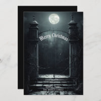 Gothic Cemetery Scene Merry Christmas