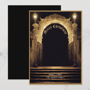 Gothic Cemetery Scene Merry Christmas Holiday Card