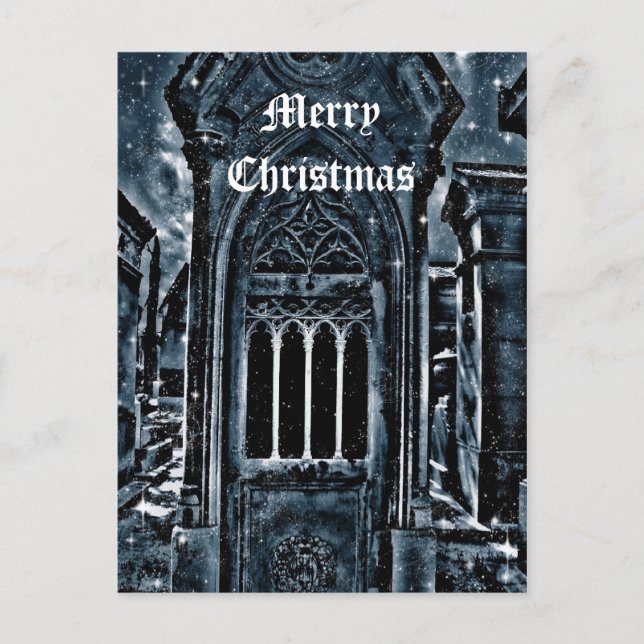 Gothic cemetery scene Merry Christmas Holiday Postcard (Front)