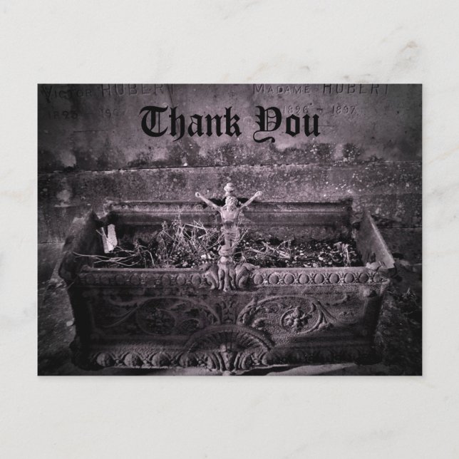 Gothic cemetery Thank You Postcard (Front)