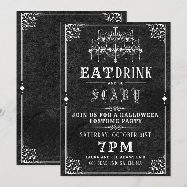 Gothic Chandelier Halloween Party Invitation (Front/Back)