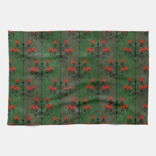 Gothic Chandelier Pattern Holiday Tea Towel