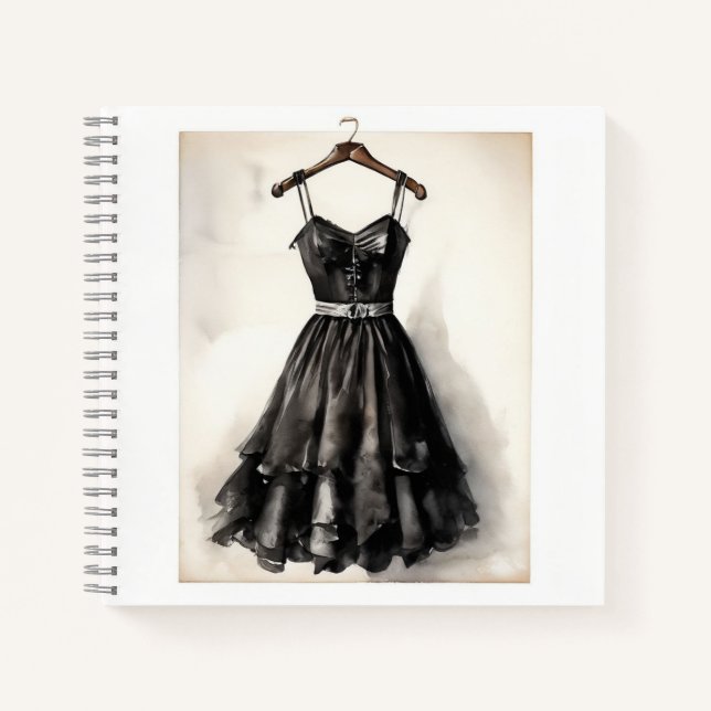 Gothic Charm: Little Black Dress (LBD) Blank Notebook (Front)
