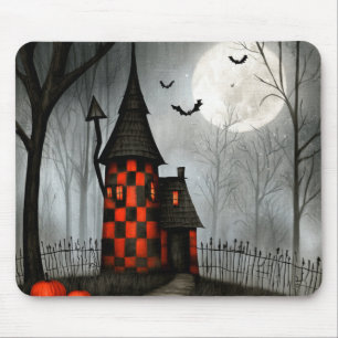 Gothic Chequerboard Halloween Tower Mouse Mat