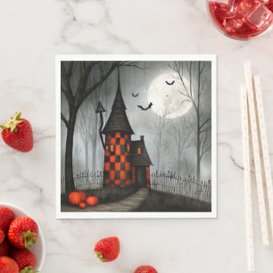 Gothic Chequerboard Halloween Tower Napkin
