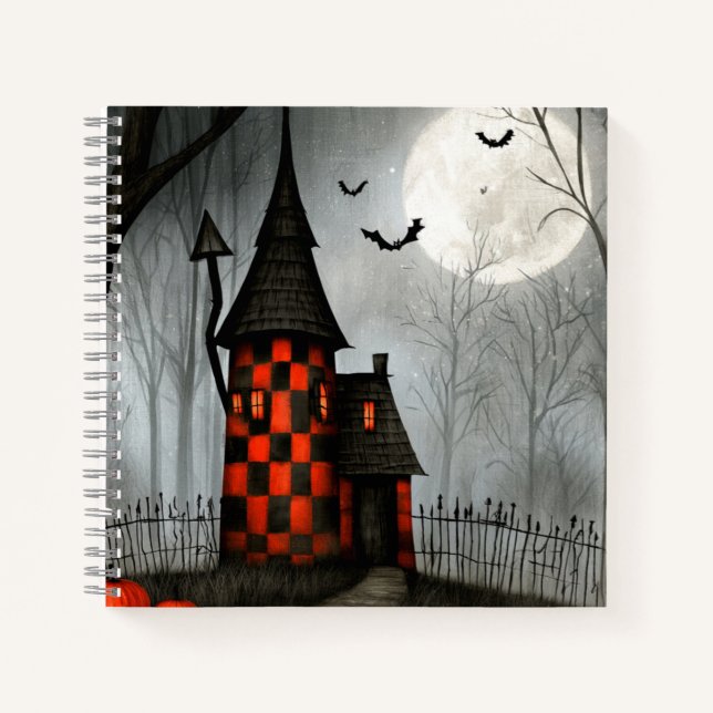 Gothic Chequerboard Halloween Tower Notebook (Front)