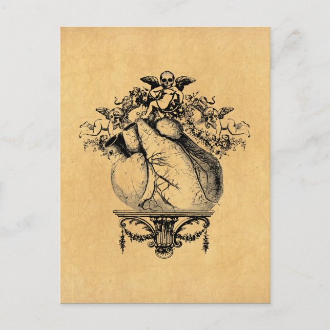 Gothic Cherubs and Heart Postcard (Front)