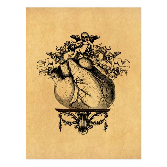 Gothic Cherubs and Heart Postcard