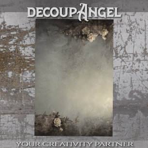 Gothic Chic Background with White Roses Decoupage Tissue Paper