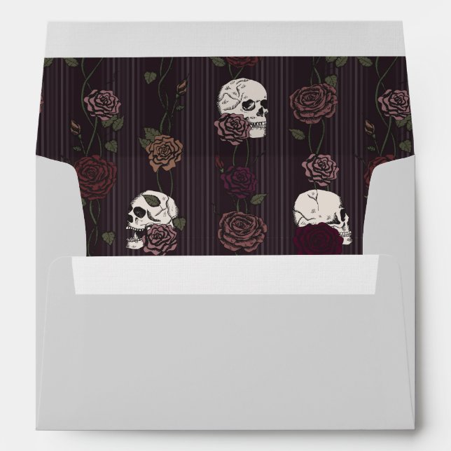 Gothic Chic Grey Skull and Rose Envelope (Back (Bottom))