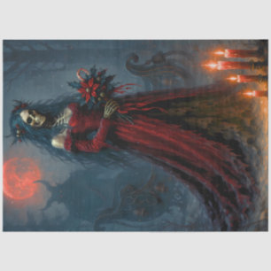 Gothic Christmas Bride   Dark Holiday Skeleton Art Tissue Paper