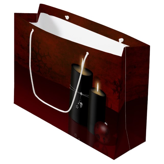 Gothic Christmas Candles Ornament Large Gift Bag (Front Angled)