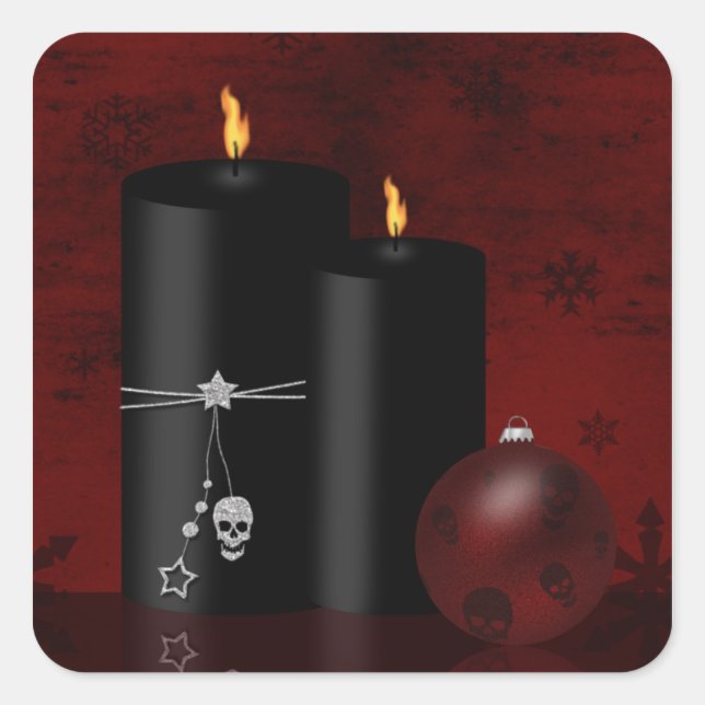 Gothic Christmas Candles Ornament Square Sticker (Front)