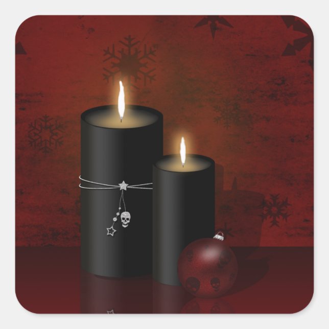 Gothic Christmas Candles Ornament Square Sticker (Front)