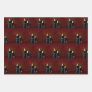 Gothic Christmas Candles Ornament Wrapping Paper Sheet