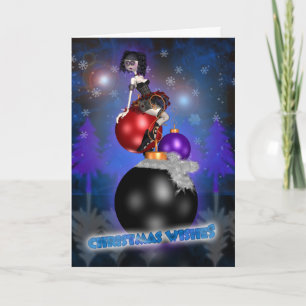 Gothic Christmas Card - Ballet Dancer - Baubles