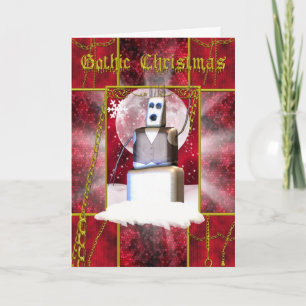 Gothic Christmas card with gothic snoman