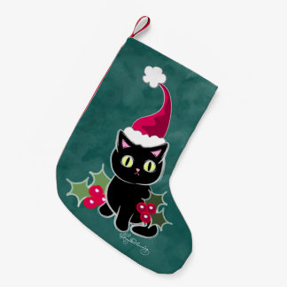 Gothic Christmas Cat Green Small Christmas Stocking