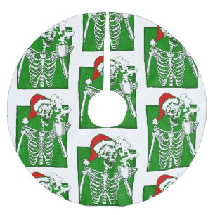 gothic christmas coffee skeleton horror brushed polyester tree skirt