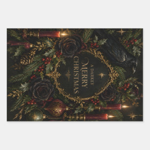 Gothic Christmas, Dark Romantic Victorian design Wrapping Paper Sheet