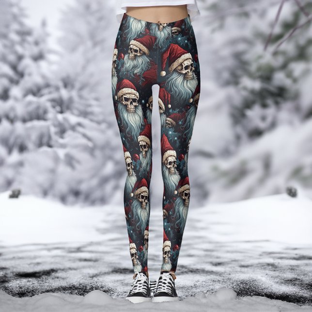 Gothic Christmas Dark Skulls Santa Hats Gothmas Leggings (Creator Uploaded)