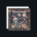 Gothic Christmas Festive Spooky Skull  Holiday Card<br><div class="desc">A whimsical christmas illustration of a female skull in a santa hat surrounded by festive elements in a watercolour style. The Merry Christmas greeting  can be edited to the greeting of your choice.</div>