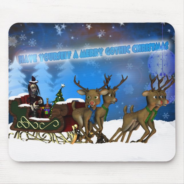 Gothic Christmas Mousepad, H.I.P. And Reindeer Mouse Mat (Front)