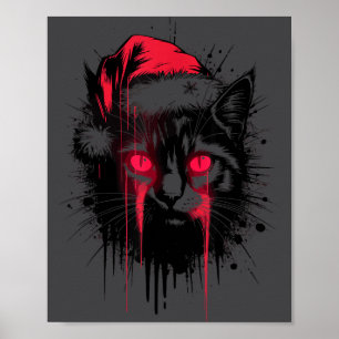 Gothic Christmas Nge Horror Cat Santa Hat Witchy X Poster