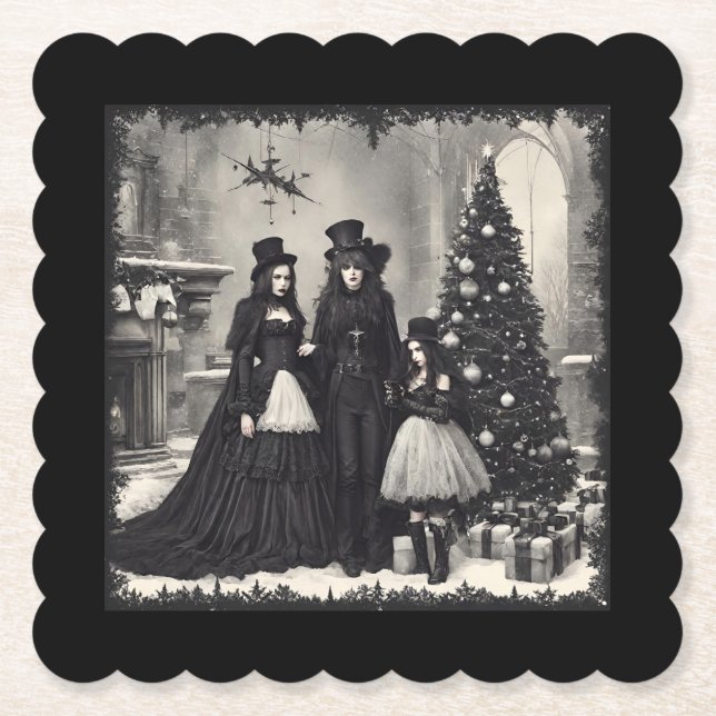 Gothic Christmas Paper Coaster (Front)